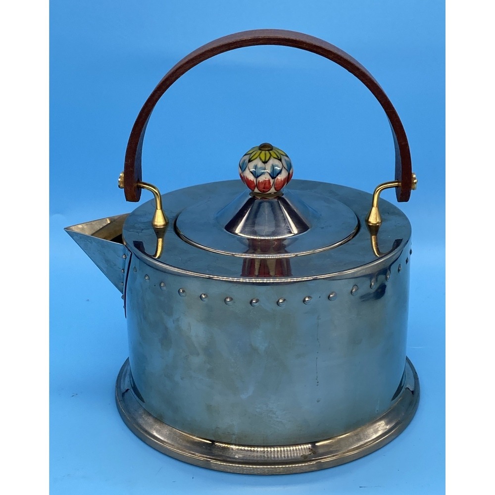 Vintage Bodum Ottoni 18/8 Stovetop Kettle Tea Pot Floral Enamel Finial Portugal